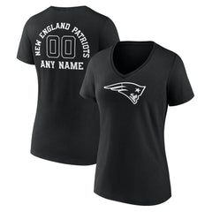 Women's Personalized Name & Number Monochrome V-Neck T-Shirt - New England Patriots T-shirts