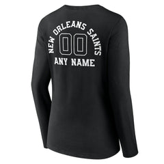 Women's Personalized Name & Number Monochrome Long Sleeve V-Neck T-Shirt - New Orleans Saints T-shirts