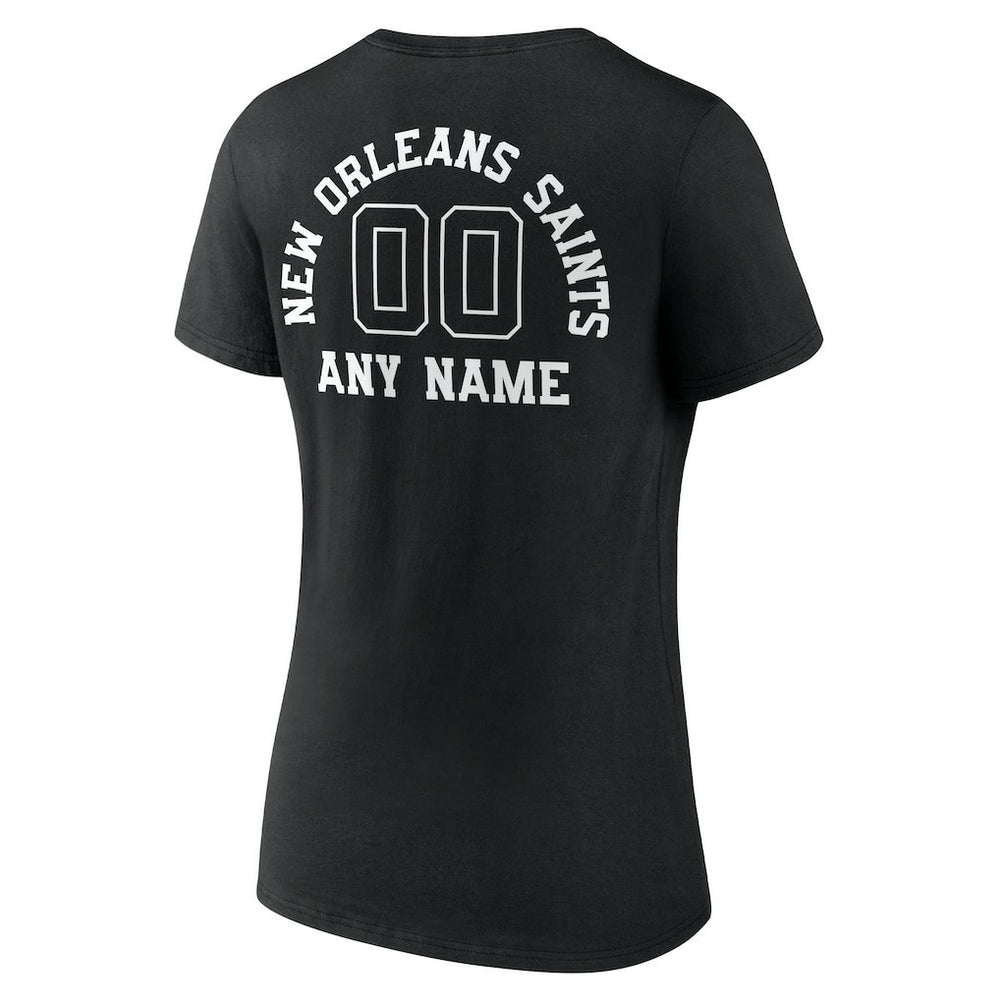 Women's Personalized Name & Number Monochrome V-Neck T-Shirt - New Orleans Saints T-shirts