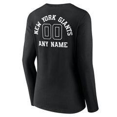 Women's Personalized Name & Number Monochrome Long Sleeve V-Neck T-Shirt - New York Giants T-shirts