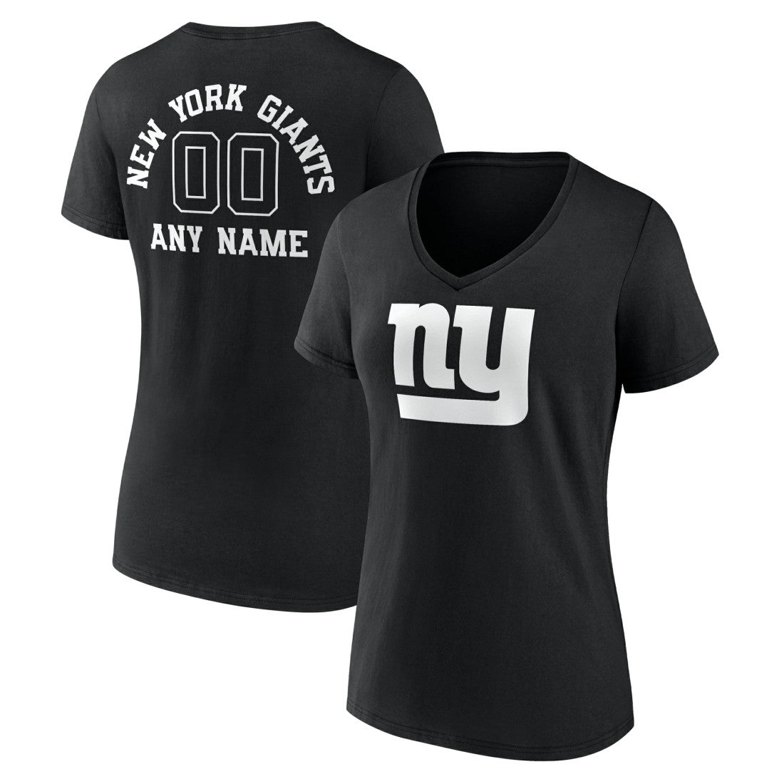 Women's Personalized Name & Number Monochrome V-Neck T-Shirt - New York Giants T-shirts