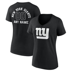Women's Personalized Name & Number Monochrome V-Neck T-Shirt - New York Giants T-shirts