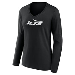 Women's Personalized Name & Number Monochrome Long Sleeve V-Neck T-Shirt - New York Jets T-shirts