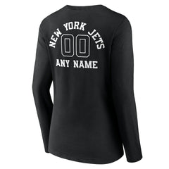 Women's Personalized Name & Number Monochrome Long Sleeve V-Neck T-Shirt - New York Jets T-shirts