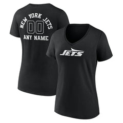 Women's Personalized Name & Number Monochrome V-Neck T-Shirt - New York Jets T-shirts