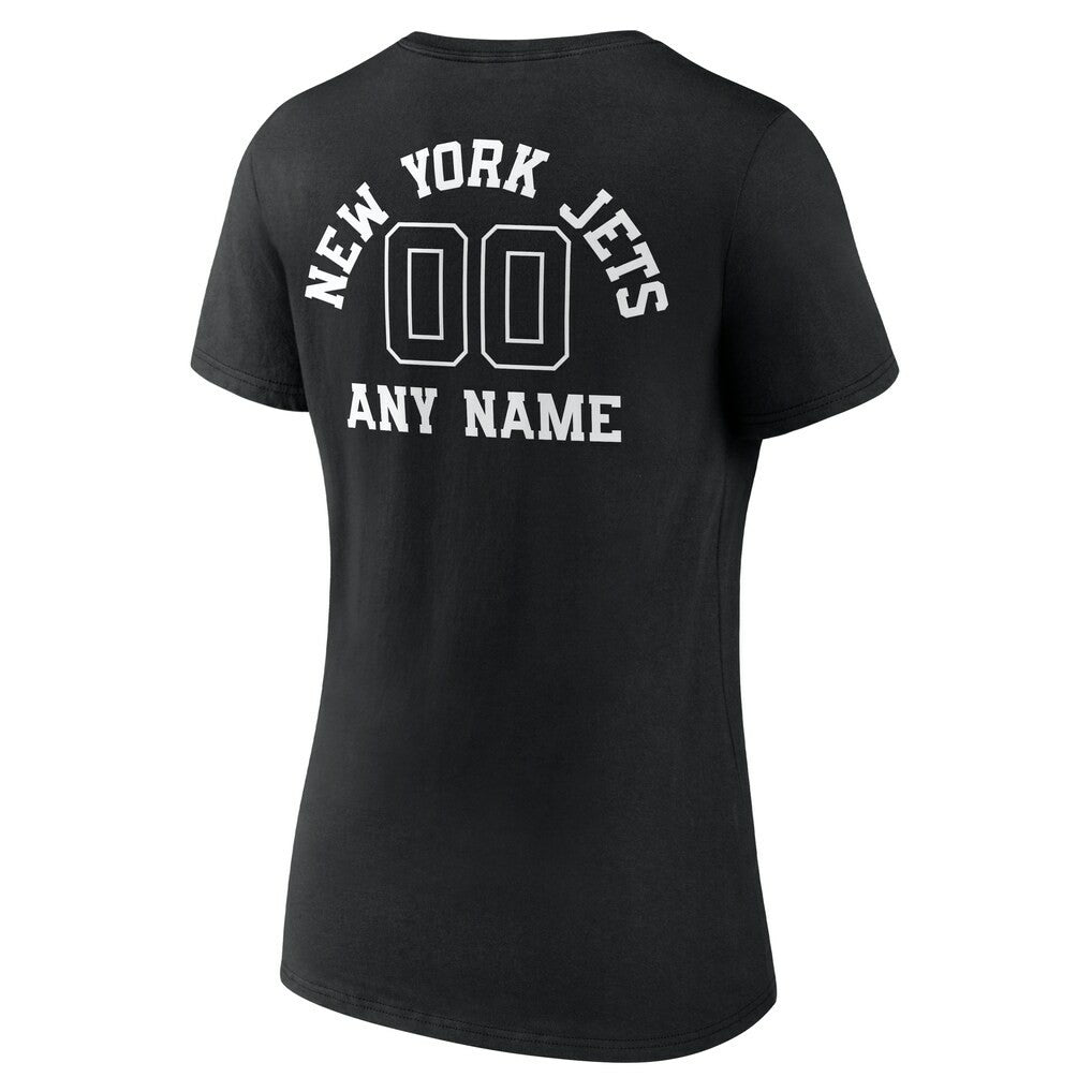 Women's Personalized Name & Number Monochrome V-Neck T-Shirt - New York Jets T-shirts