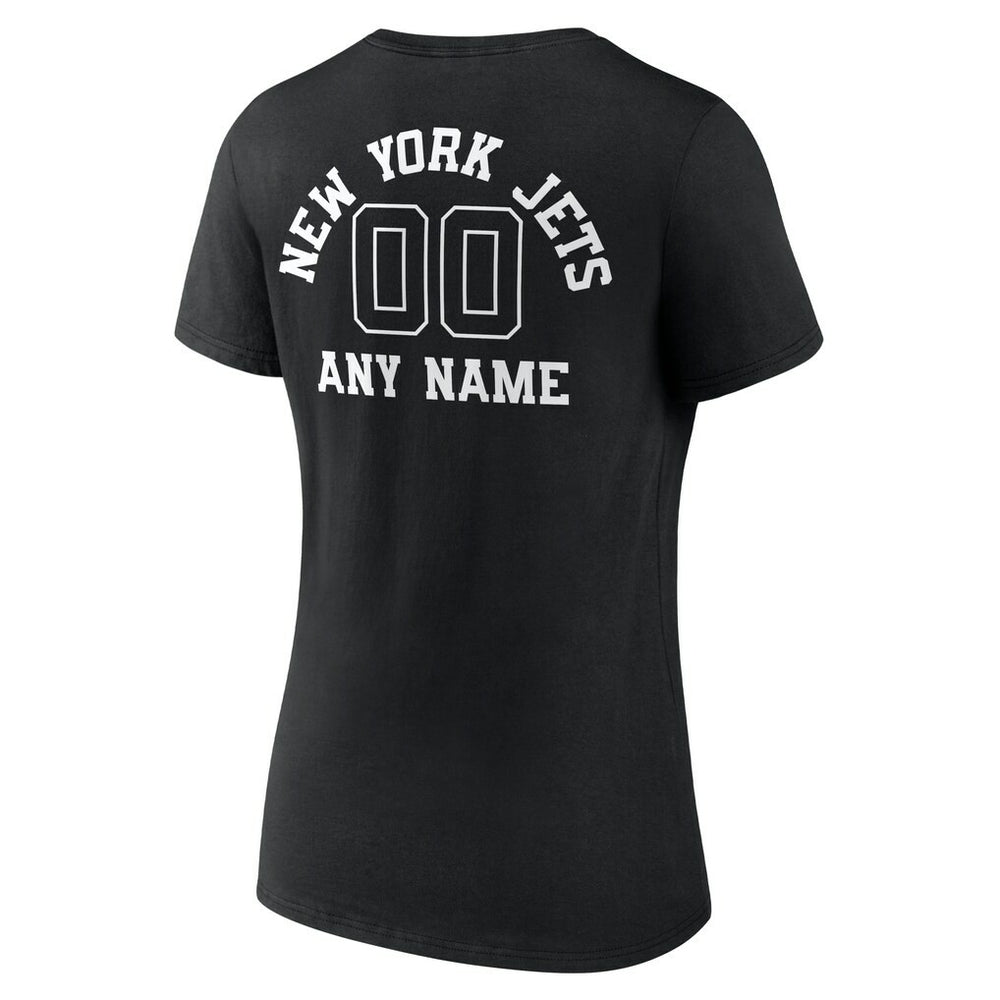 Women's Personalized Name & Number Monochrome V-Neck T-Shirt - New York Jets T-shirts