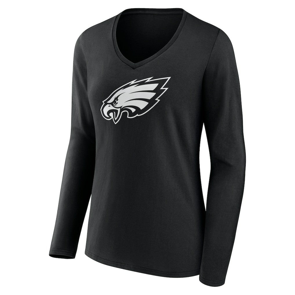 Women's Personalized Name & Number Monochrome Long Sleeve V-Neck T-Shirt - Philadelphia Eagles T-shirts