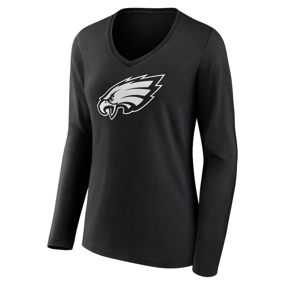 Women's Personalized Name & Number Monochrome Long Sleeve V-Neck T-Shirt - Philadelphia Eagles T-shirts