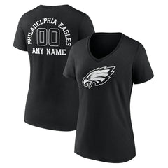 Women's Personalized Name & Number Monochrome V-Neck T-Shirt - Philadelphia Eagles T-shirts