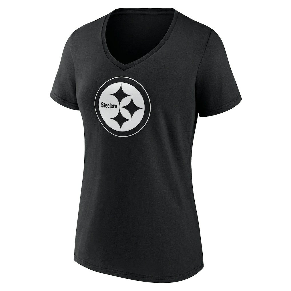 Women's Personalized Name & Number Monochrome V-Neck T-Shirt - Pittsburgh Steelers T-shirts