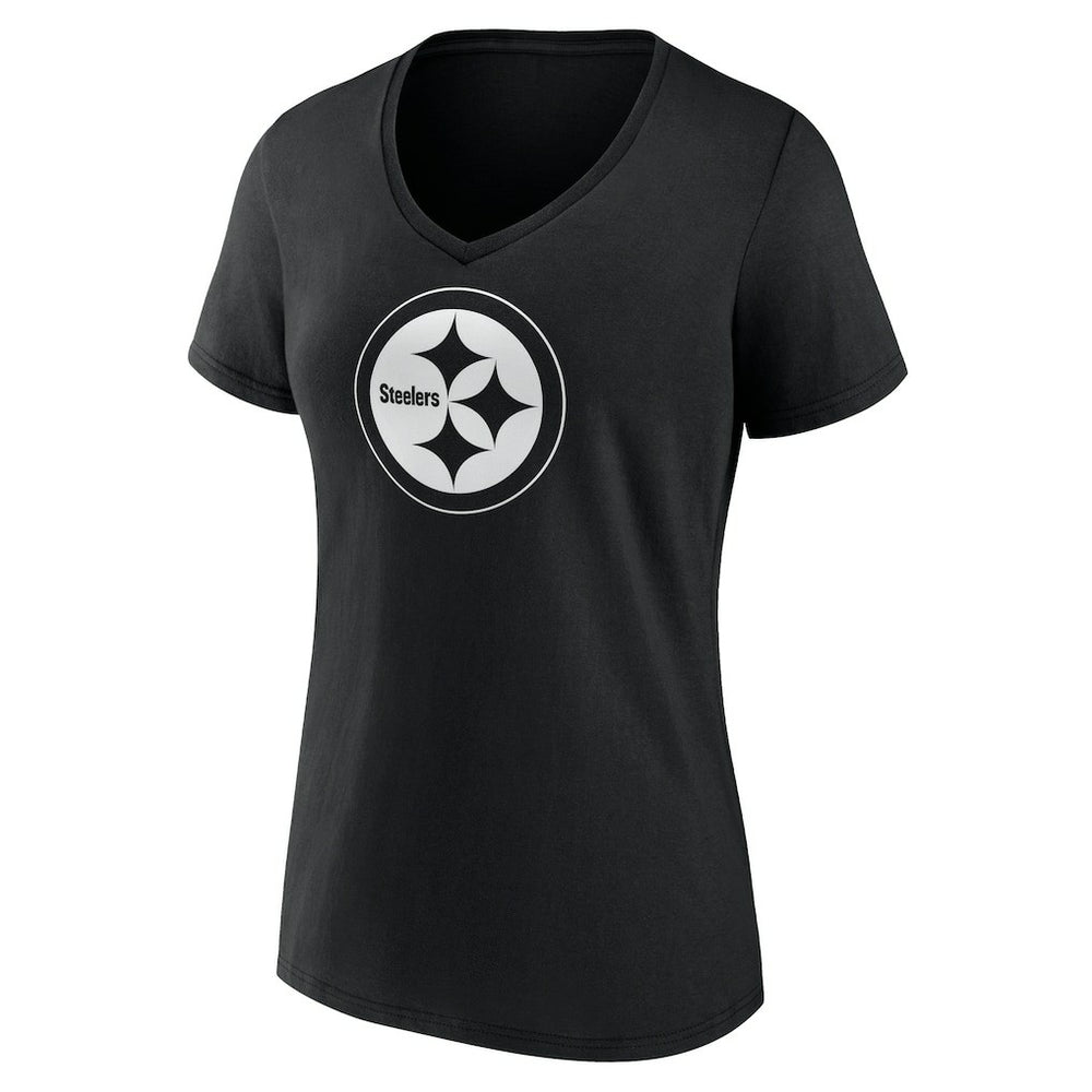 Women's Personalized Name & Number Monochrome V-Neck T-Shirt - Pittsburgh Steelers T-shirts