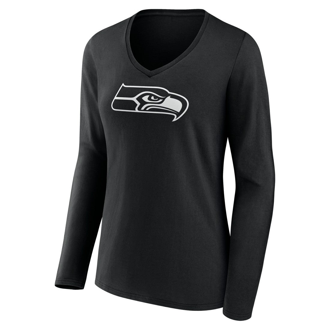 Women's Personalized Name & Number Monochrome Long Sleeve V-Neck T-Shirt - Seattle Seahawks T-shirts