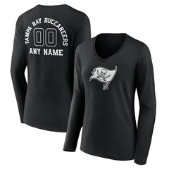 Women's Personalized Name & Number Monochrome Long Sleeve V-Neck T-Shirt - Tampa Bay Buccaneers T-shirts