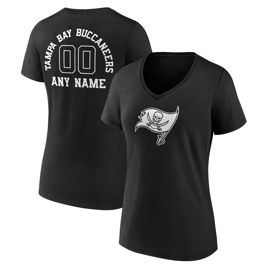 Women's Personalized Name & Number Monochrome V-Neck T-Shirt - Tampa Bay Buccaneers T-shirts