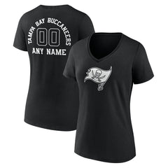 Women's Personalized Name & Number Monochrome V-Neck T-Shirt - Tampa Bay Buccaneers T-shirts