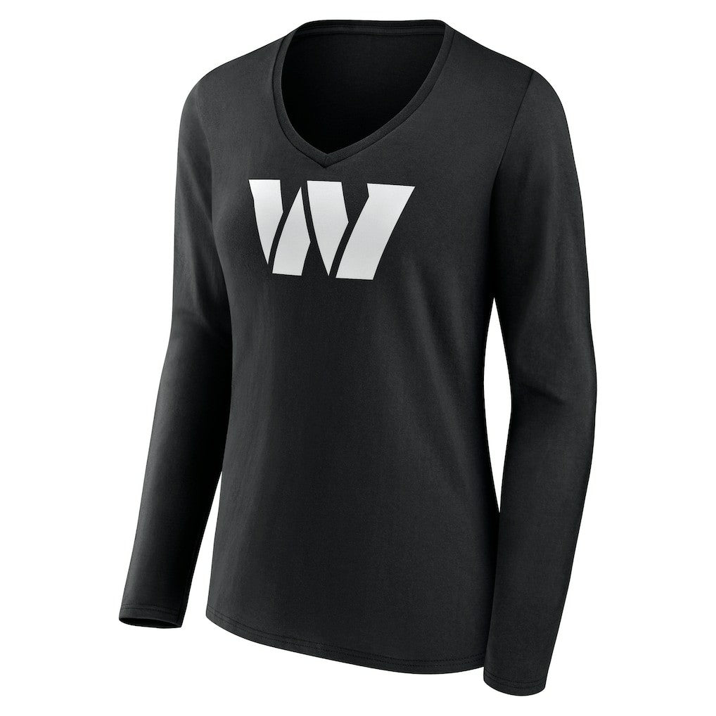 Women's Personalized Name & Number Monochrome Long Sleeve V-Neck T-Shirt - Washington Commanders T-shirts