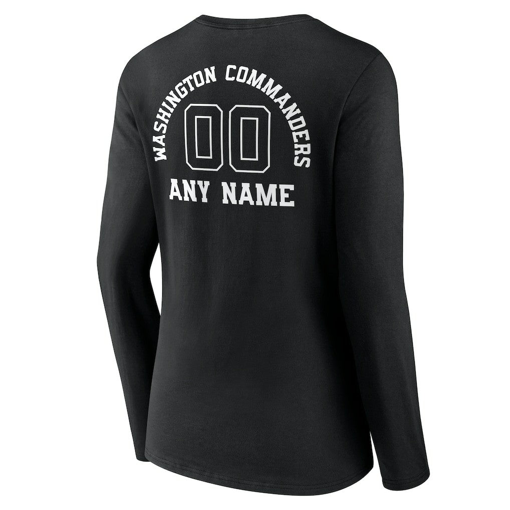 Women's Personalized Name & Number Monochrome Long Sleeve V-Neck T-Shirt - Washington Commanders T-shirts