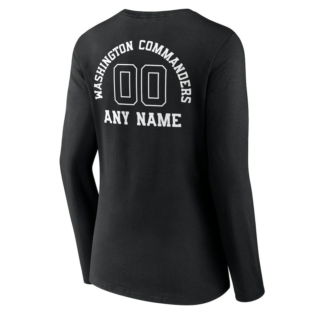 Women's Personalized Name & Number Monochrome Long Sleeve V-Neck T-Shirt - Washington Commanders T-shirts