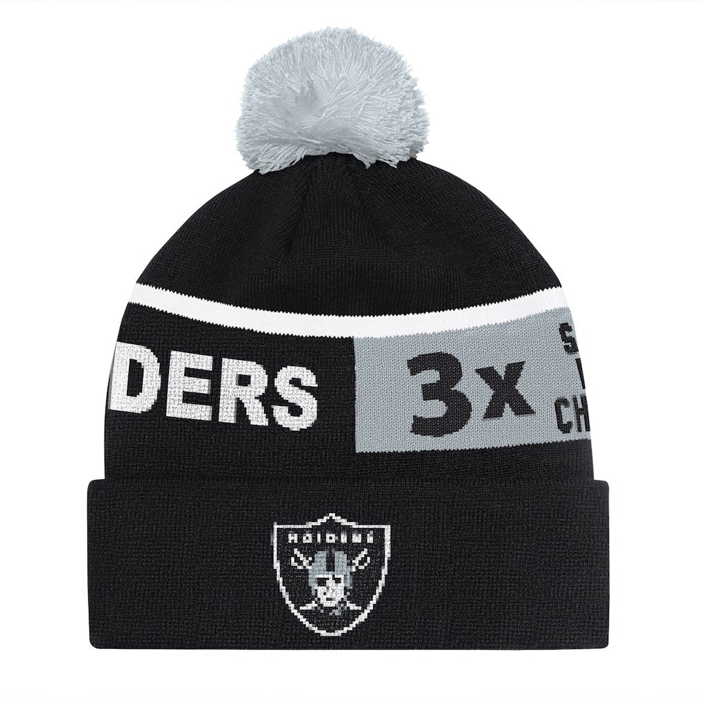 Starter Unisex Chyron Cuffed Knit Hat with Pom - Las Vegas Raiders Hats