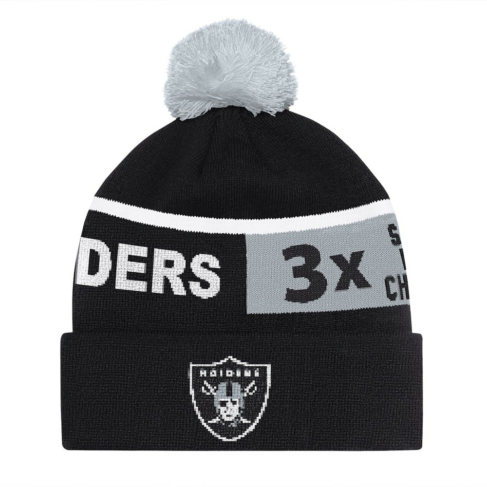 Starter Unisex Chyron Cuffed Knit Hat with Pom - Las Vegas Raiders Hats