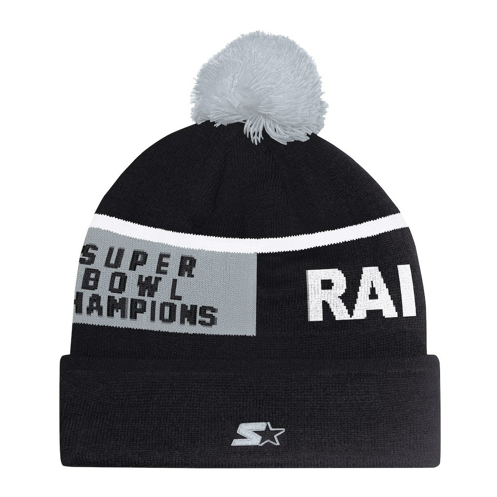 Starter Unisex Chyron Cuffed Knit Hat with Pom - Las Vegas Raiders Hats