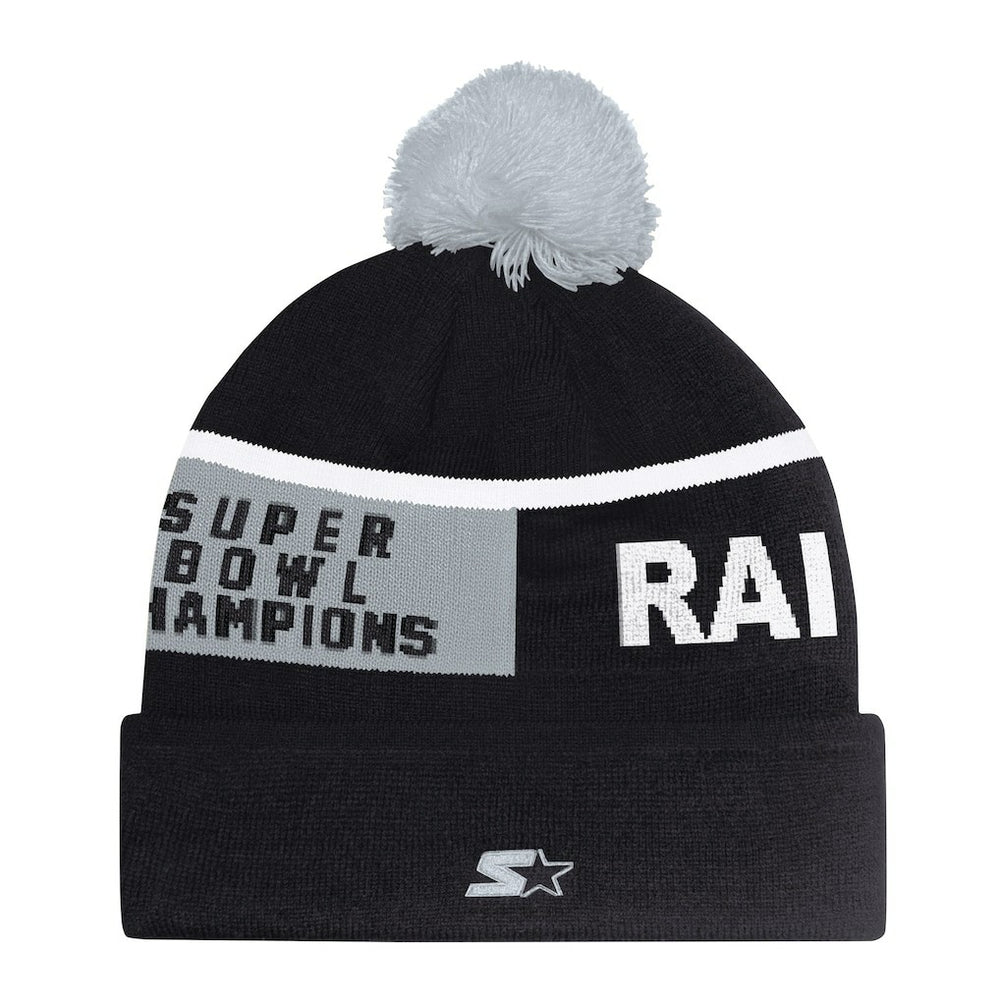 Starter Unisex Chyron Cuffed Knit Hat with Pom - Las Vegas Raiders Hats