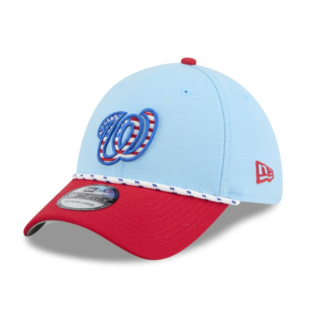 Light Blue/Red Washington Nationals New Era 2025 Fourth of July 39THIRTY Flex Hat