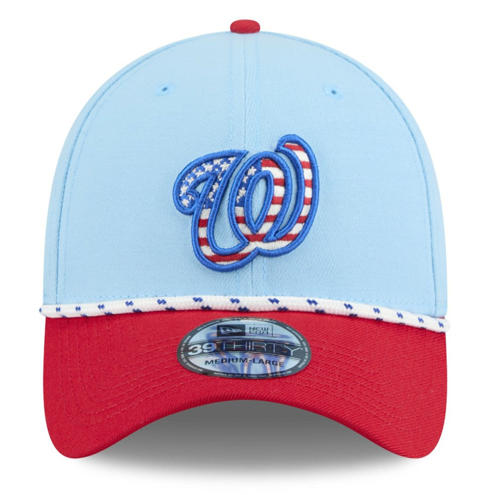 Light Blue/Red Washington Nationals New Era 2025 Fourth of July 39THIRTY Flex Hat
