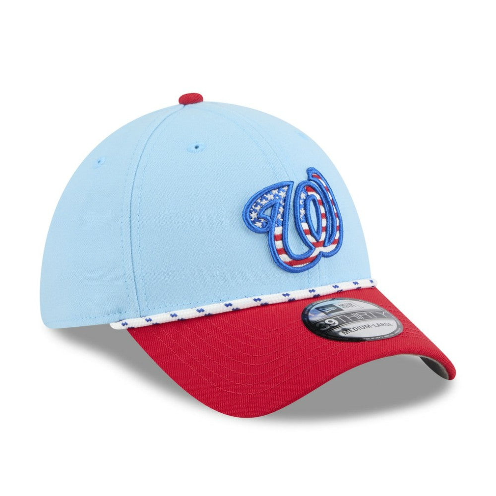 Light Blue/Red Washington Nationals New Era 2025 Fourth of July 39THIRTY Flex Hat