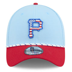 Light Blue/Red Pittsburgh Pirates New Era 2025 Fourth of July 39THIRTY Flex Hat