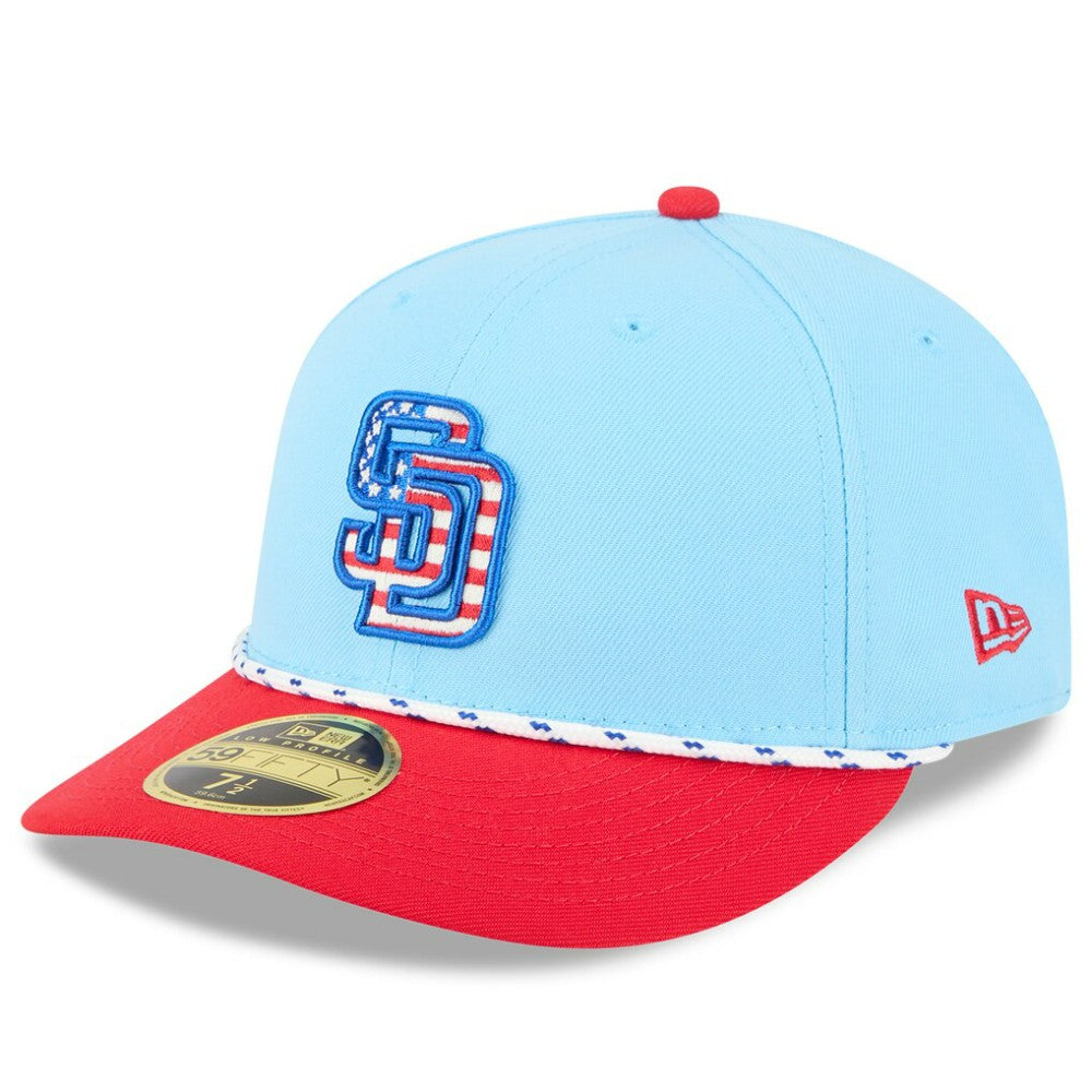 Light Blue/Red San Diego Padres New Era 2025 Fourth of July Low Profile 59FIFTY Fitted Hat
