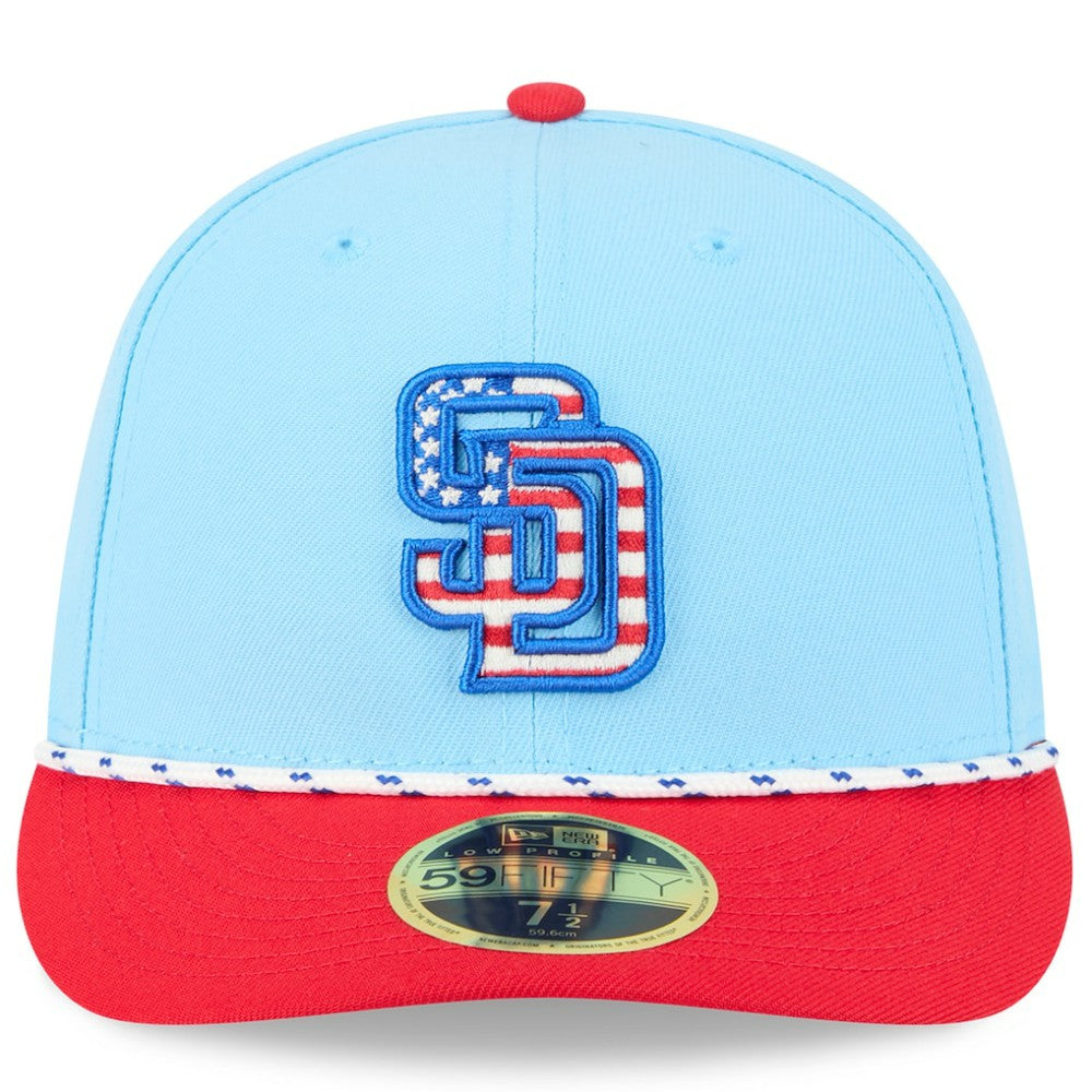 Light Blue/Red San Diego Padres New Era 2025 Fourth of July Low Profile 59FIFTY Fitted Hat