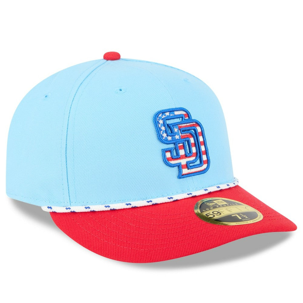 Light Blue/Red San Diego Padres New Era 2025 Fourth of July Low Profile 59FIFTY Fitted Hat