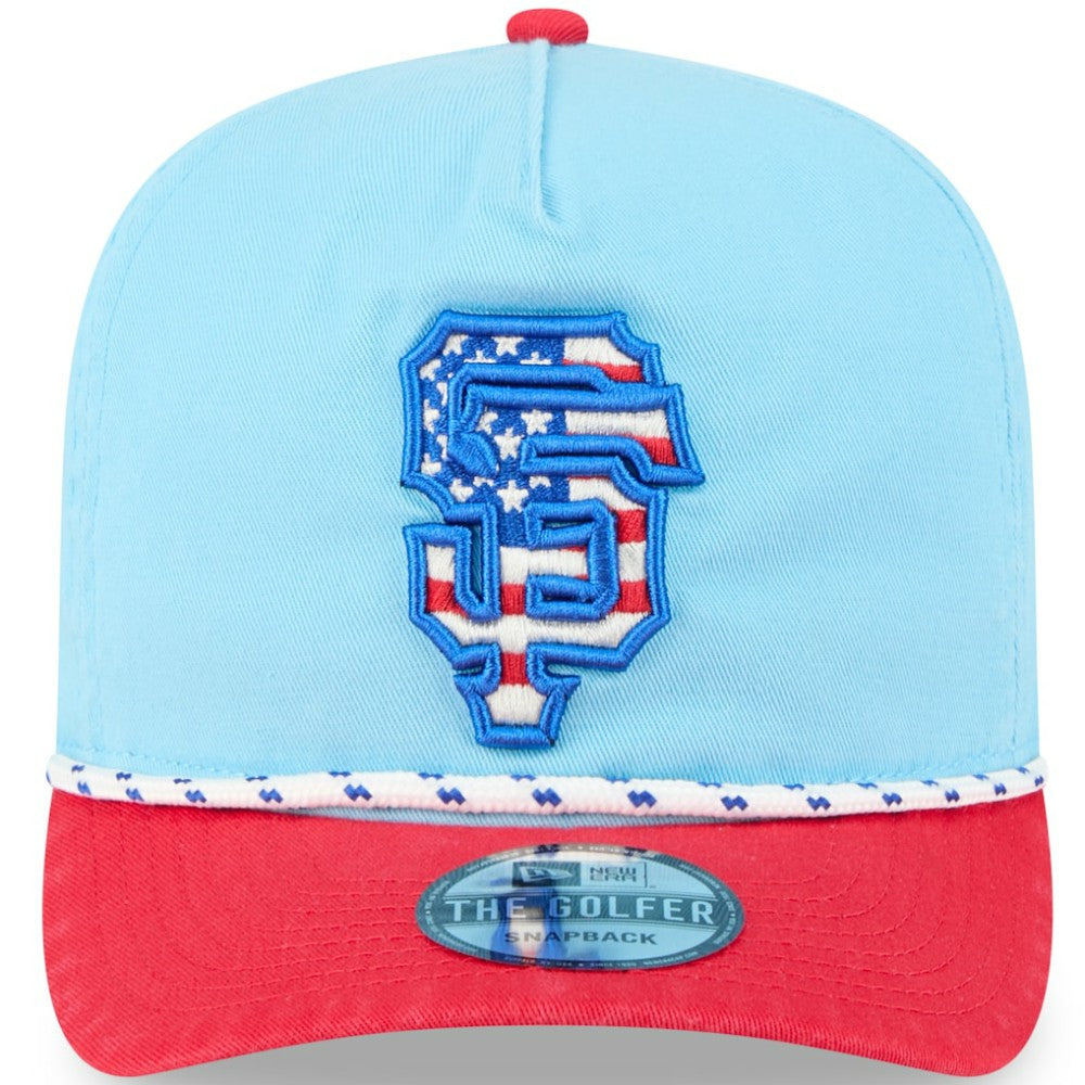 Light Blue/Red San Francisco Giants New Era 2025 Fourth of July Golfer Snapback Hat
