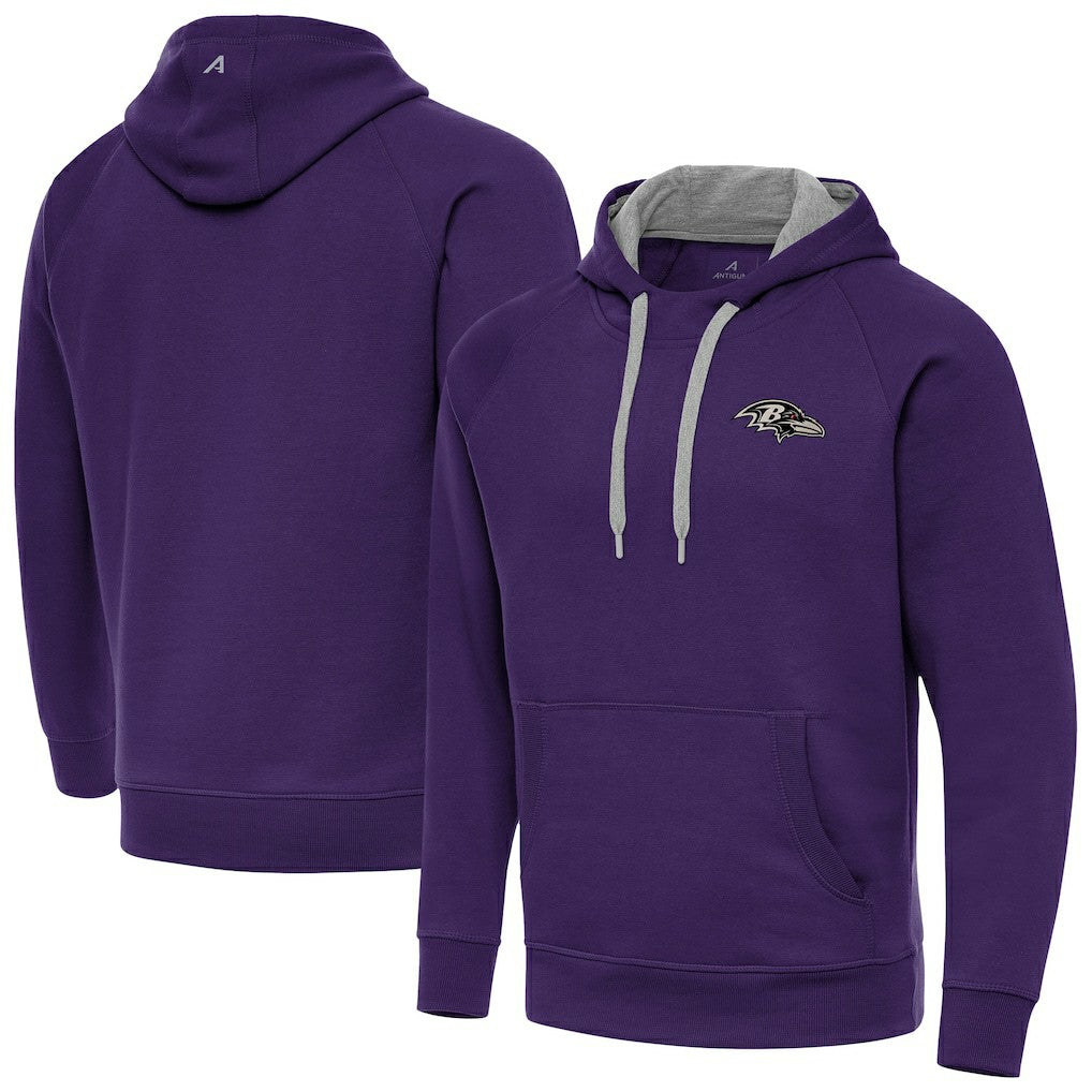 Antigua Brushed Carbon Victory Pullover Hoodie - Baltimore Ravens Hoodies
