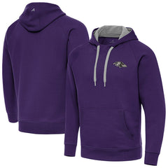 Antigua Brushed Carbon Victory Pullover Hoodie - Baltimore Ravens Hoodies