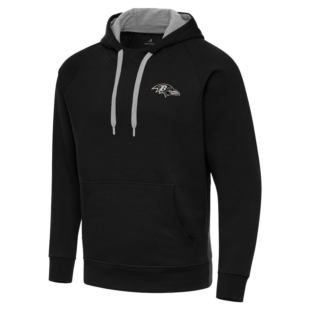 Antigua Brushed Carbon Victory Pullover Hoodie - Baltimore Ravens Hoodies