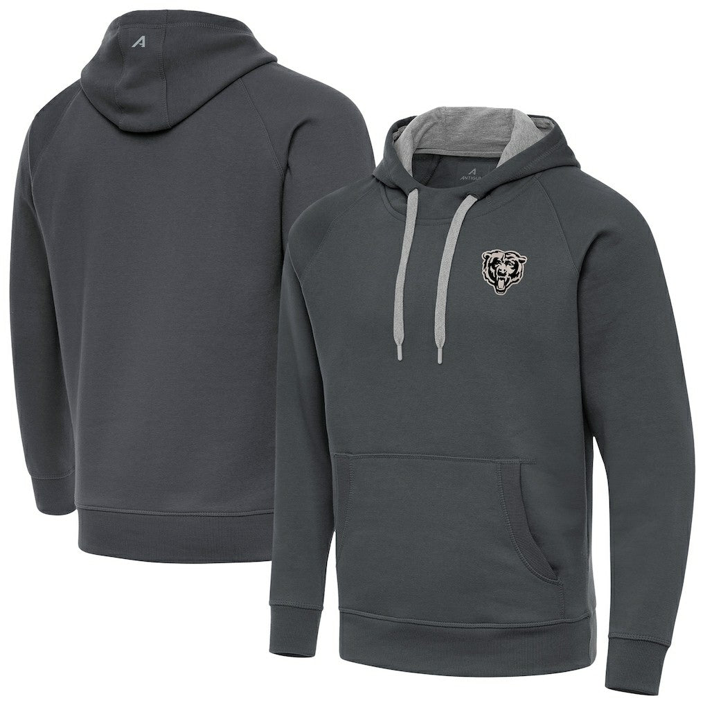 Antigua Brushed Carbon Victory Pullover Hoodie - Chicago Bears Hoodies