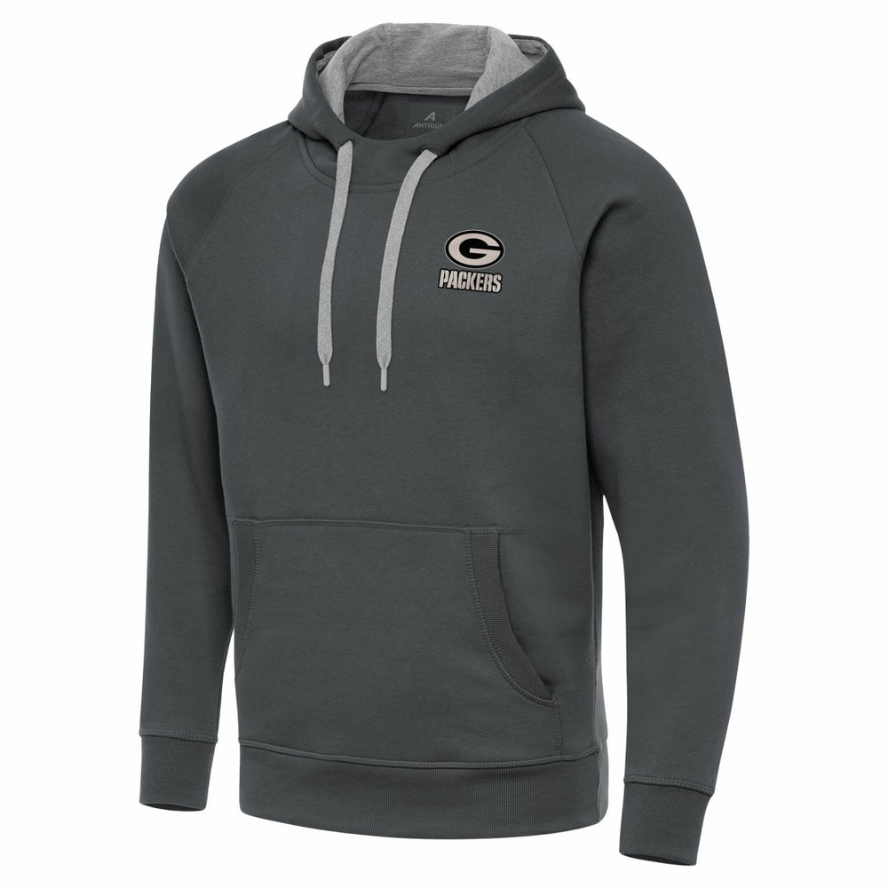 Antigua Brushed Carbon Victory Pullover Hoodie - Green Bay Packers Hoodies