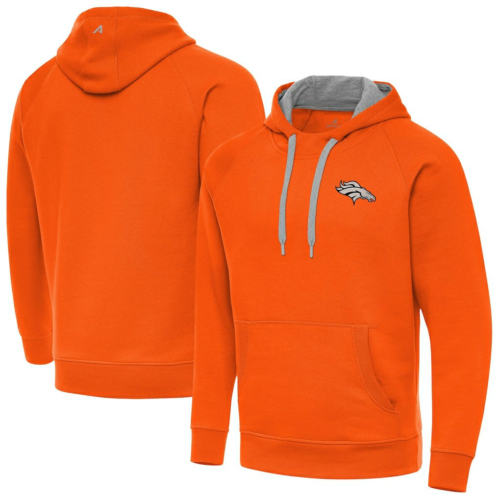 Antigua Brushed Carbon Victory Pullover Hoodie - Denver Broncos Hoodies