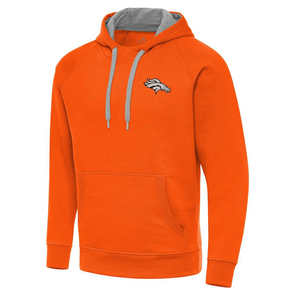 Antigua Brushed Carbon Victory Pullover Hoodie - Denver Broncos Hoodies