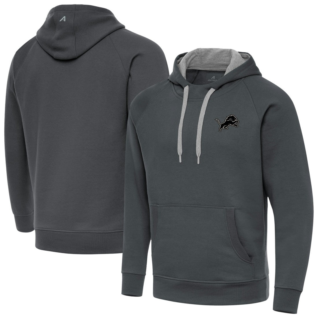 Antigua Brushed Carbon Victory Pullover Hoodie - Detroit Lions Hoodies