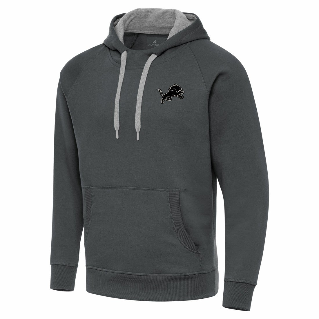 Antigua Brushed Carbon Victory Pullover Hoodie - Detroit Lions Hoodies