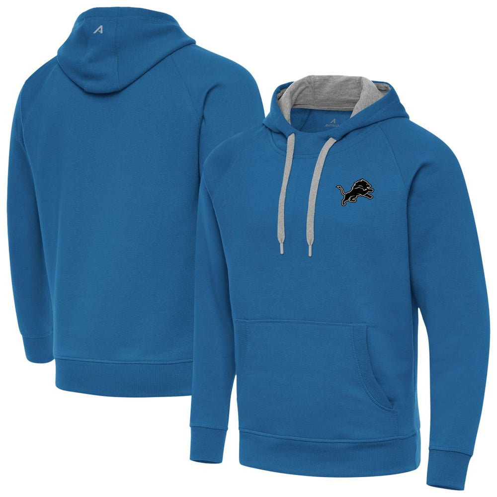 Antigua Brushed Carbon Victory Pullover Hoodie - Detroit Lions Hoodies