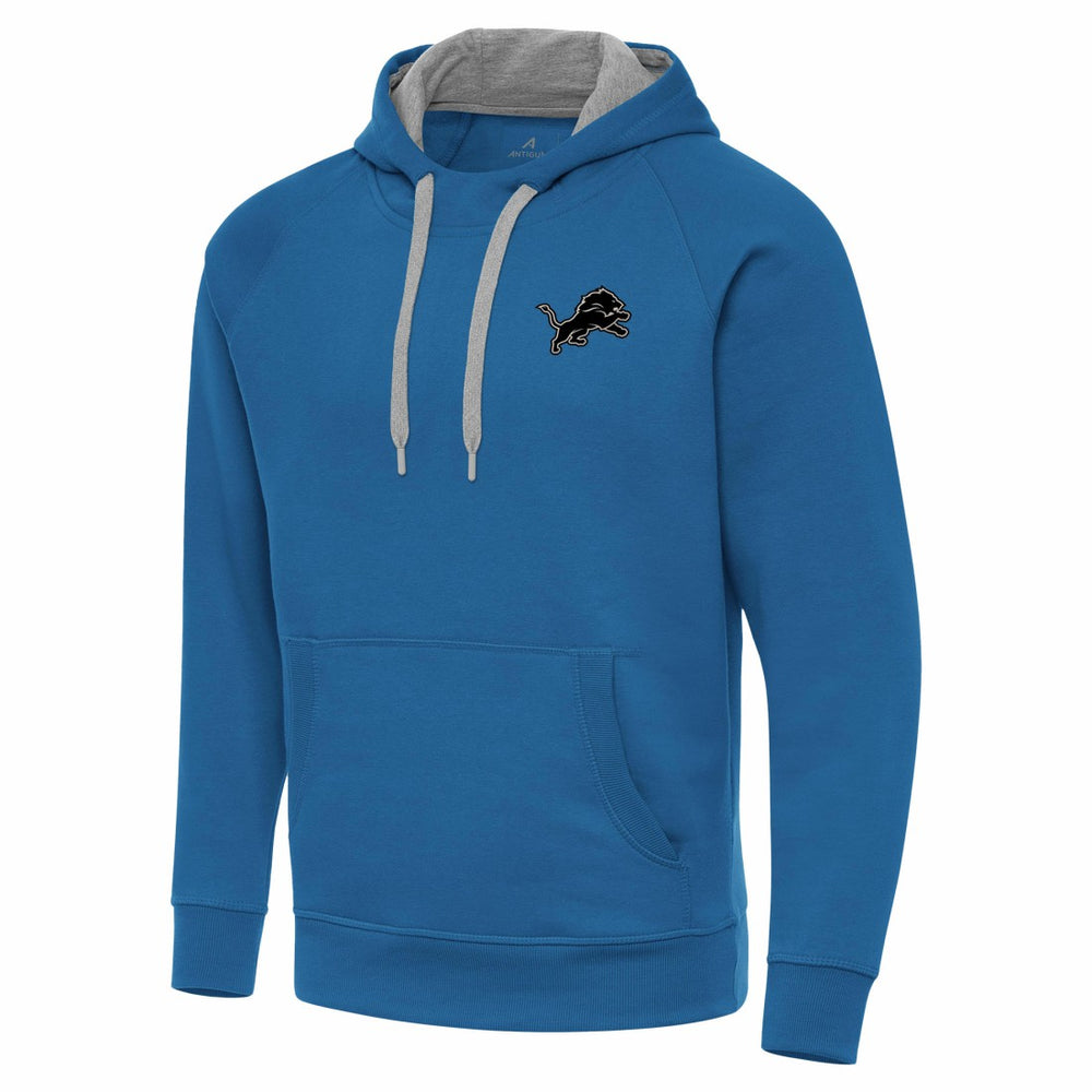 Antigua Brushed Carbon Victory Pullover Hoodie - Detroit Lions Hoodies