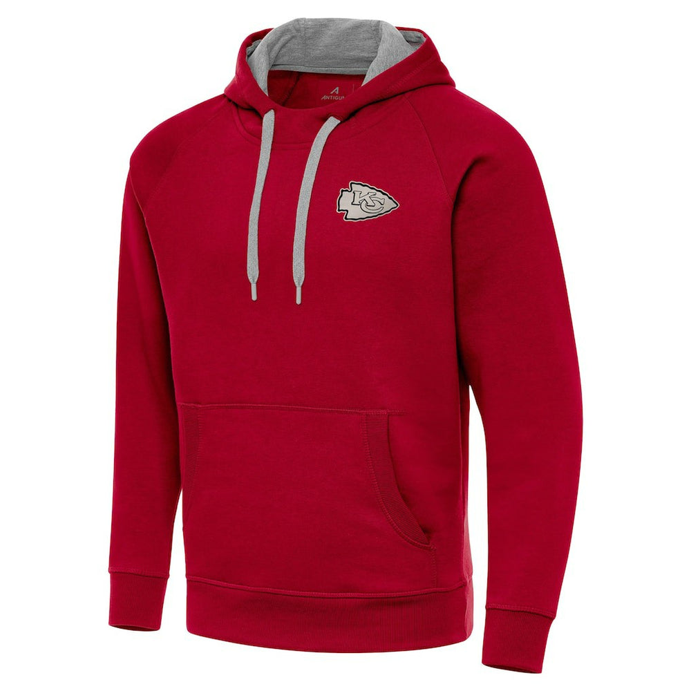 Antigua Brushed Carbon Victory Pullover Hoodie - Kansas City Chiefs Hoodies