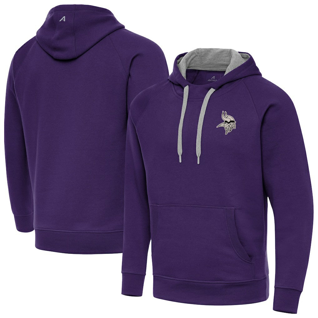 Antigua Brushed Carbon Victory Pullover Hoodie - Minnesota Vikings Hoodies