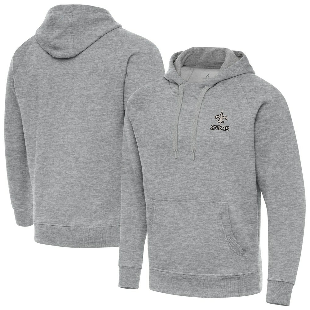 Antigua Brushed Carbon Victory Pullover Hoodie - New Orleans Saints Hoodies