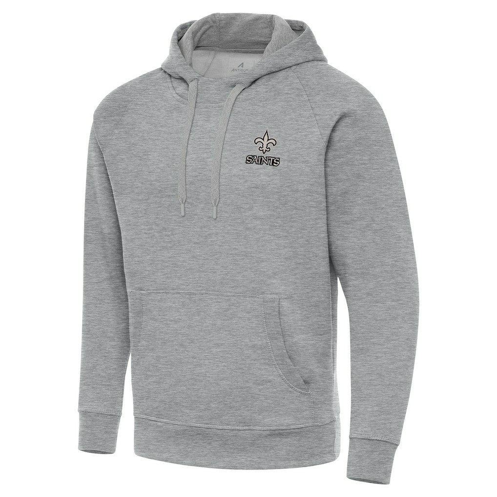 Antigua Brushed Carbon Victory Pullover Hoodie - New Orleans Saints Hoodies